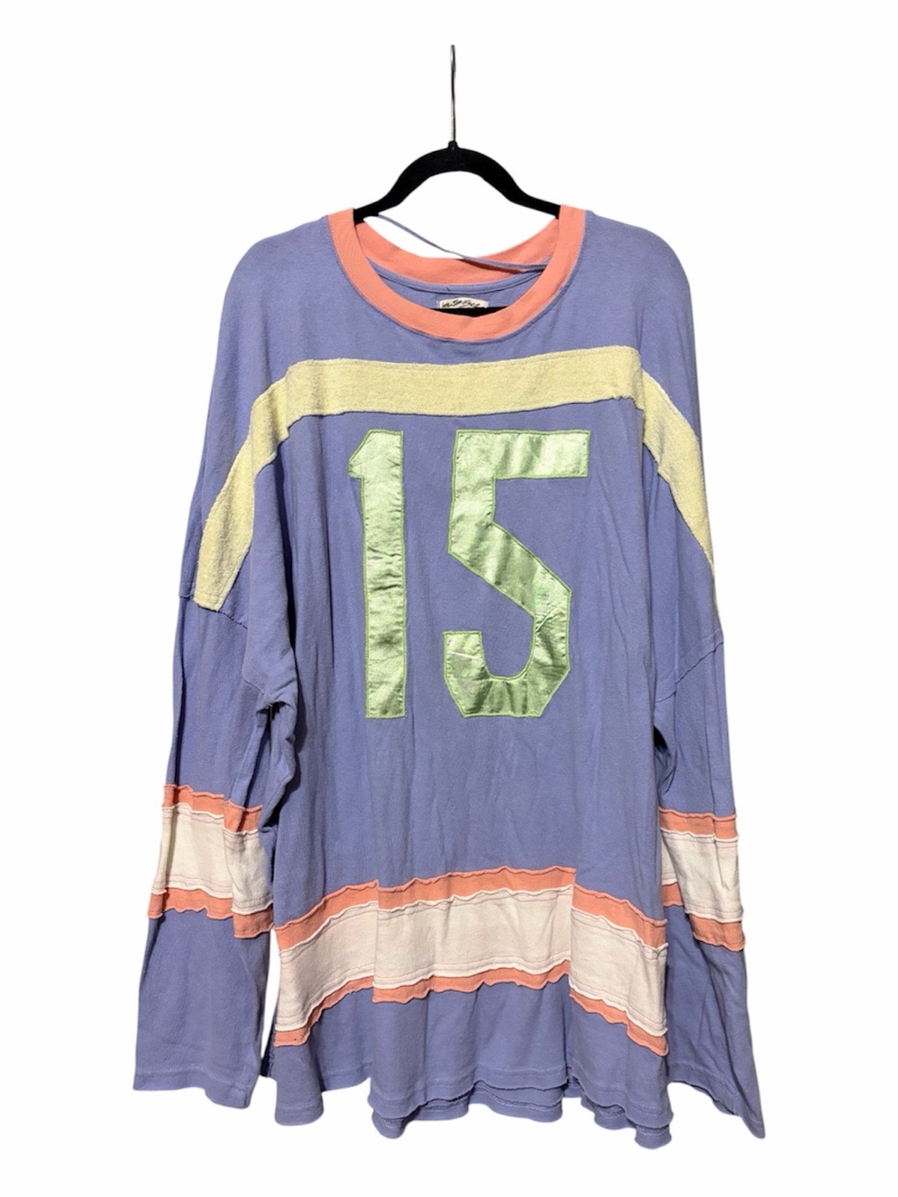Free People We The Free Sports Tee Camden Oversized Jersey Pullover - Picture 2 of 6